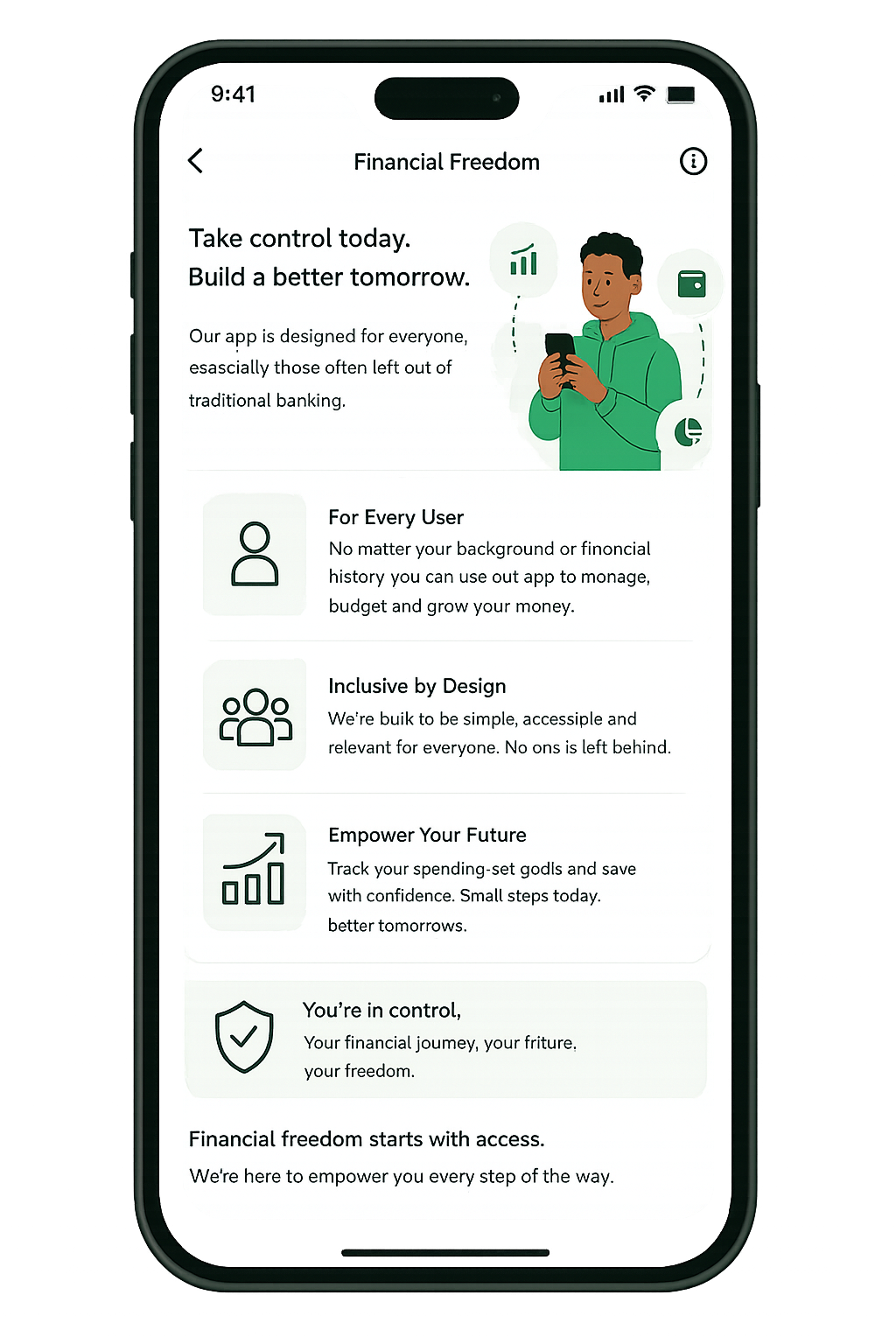 Wavvy Wallet Financial Freedom experience on a phone